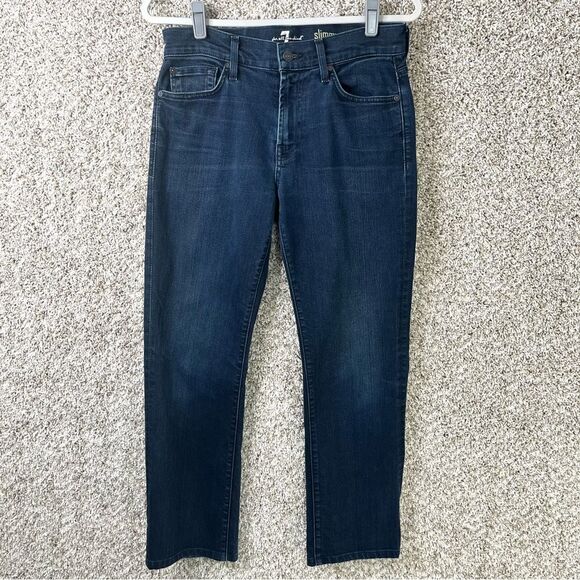 7 For All Mankind Jeans Men’s 30x27 Slimmy Dark Wash Denim - Picture 1 of 7